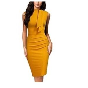 Mustard Yellow Sleeveless Dress Large
